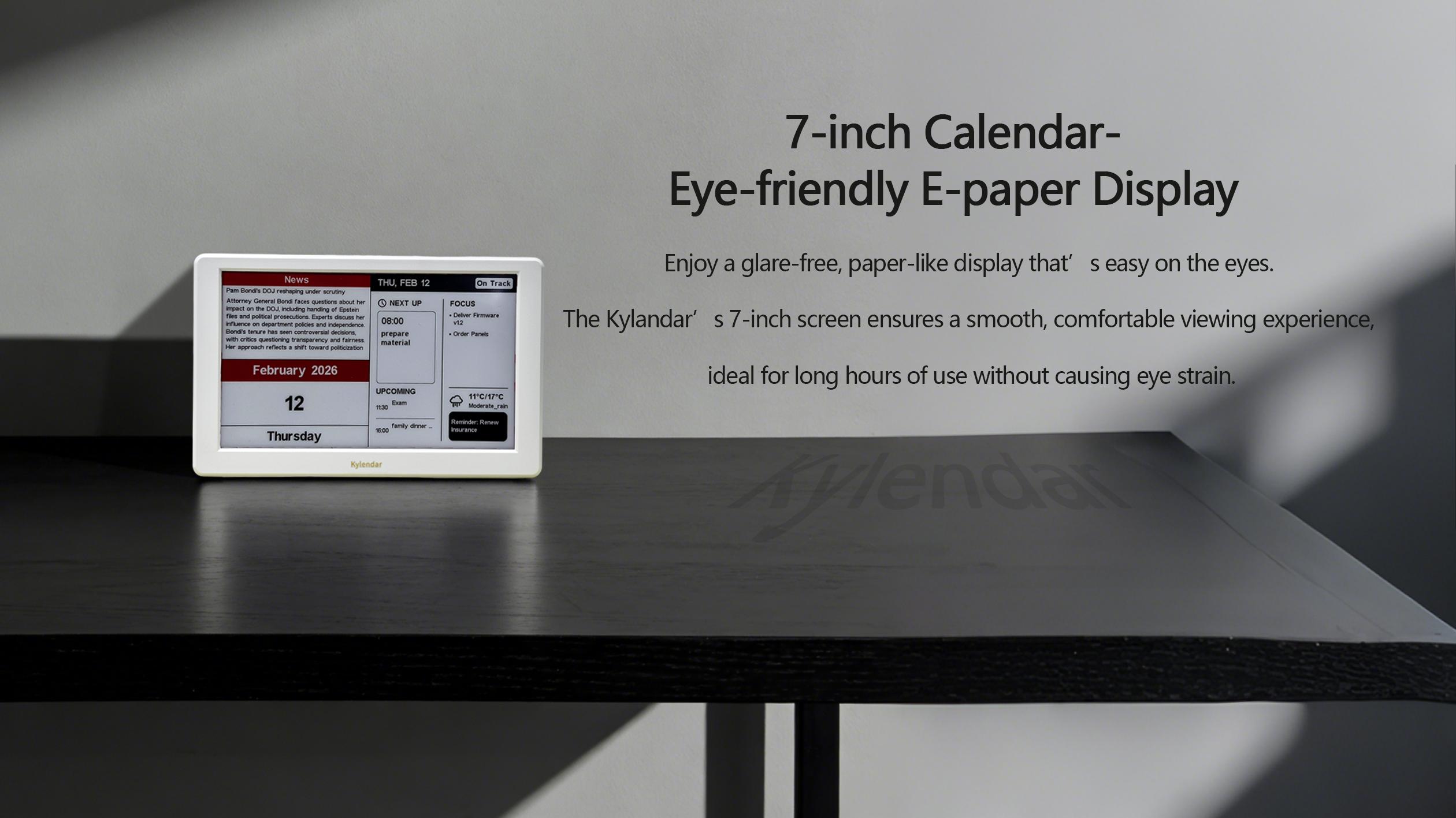 Kylendar E-Paper Smart Display: Upgraded Version 2.0 — 2026 Family Calendar. A Multifunctional, Editable Smart Planner and Organizer with Stand—An Efficiency-Boosting Device and the Perfect Gift for Successful Individuals.