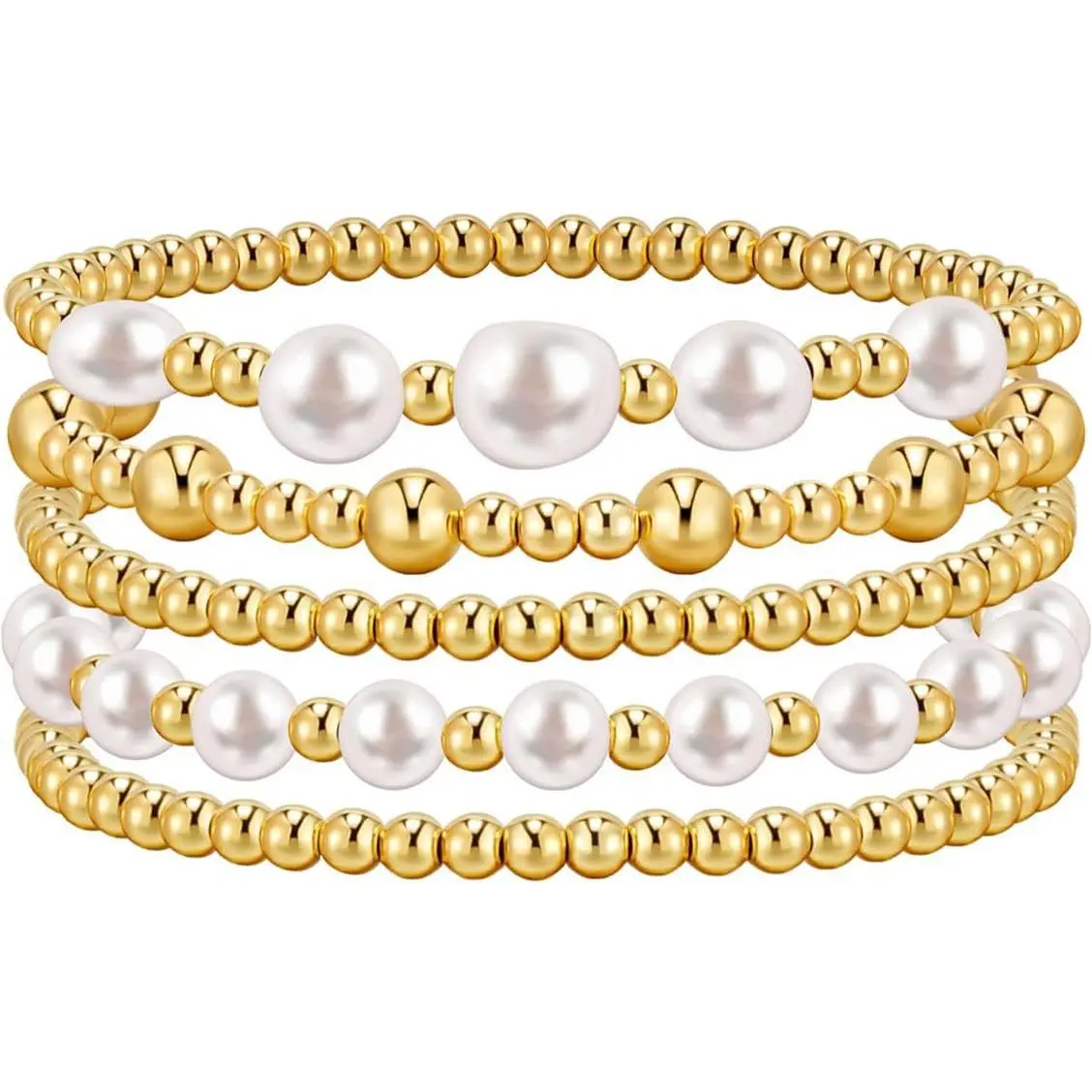 White irregular pearl copper gold bead b