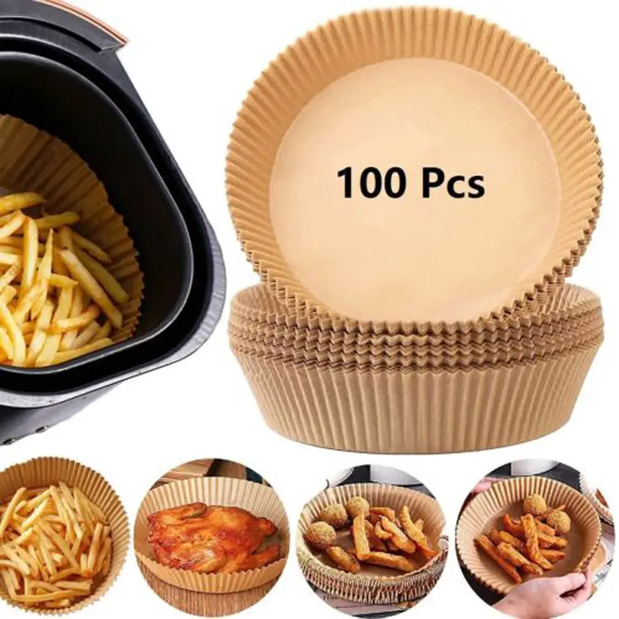 100PC/200PCS Air Fryer Disposable Paper Liners, 6.3In Round Air Fryer Parchment Paper