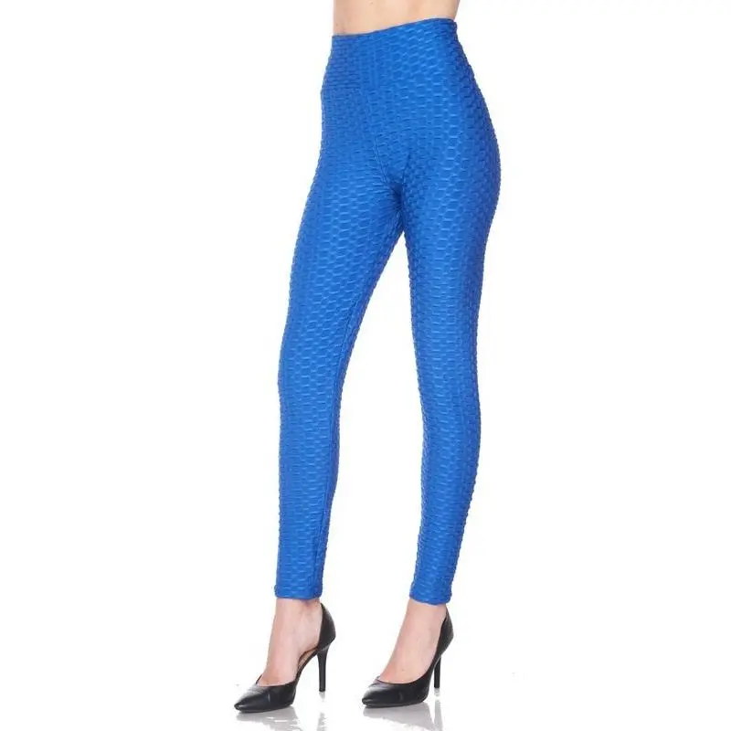 Kylie Scrunch Butt Anti Cellulite Honeycomb Texture Leggings Royal Blue
