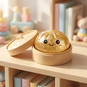 Glimmering Gold Glitter Dumpling Squishy Kawaii Stress Relief Fidget Toy Soft Mochi Squeeze Sensory Desk Toy Anxiety Relief Cute Gift  for ADHD Patients Kawaii Design Vibrant Playtime Addition tiktokshopspringglowup