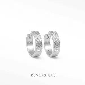 Florentine Diamond Sterling Silver Hoop Earrings | Wynning Reversible Hoops