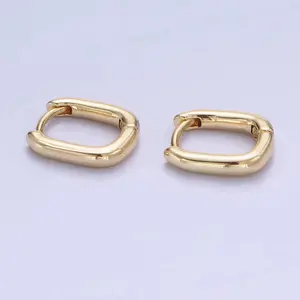 14K Gold Filled 11mm Minimalist Rectangular Huggie Earrings - Elegant Design with a Simple and Classic Look