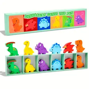 Wooden Desktop Matching Game, Family Board Game, Colorful Dinosaur Cognitive Puzzle Toy, Parent-Child Interactive Mind Development, Christmas Gift
