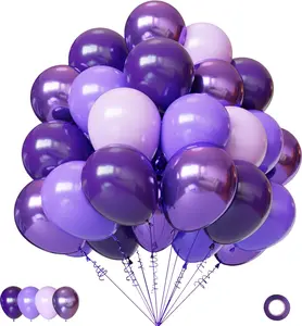 Purple Balloons, 65 count 12Inch Dark Purple Party Balloons for Birthday Weddind Bridal Showerl Nautical Party Decorations