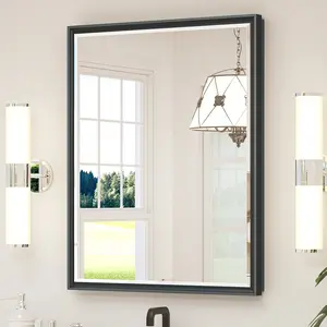 TETOTE Medicine Cabinet with Mirror, Durable Metal Construction, Adjustable Storage, Removable Shelves, Beveled Frame Design, Surface/Recessed Mount