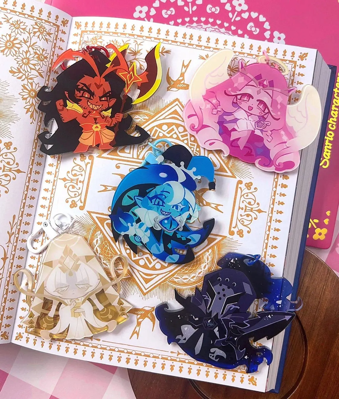 Cookie Run Kingdom Keychains - Shadow Milk Cookie, Mystic Flour Cookie, Eternal Sugar Cookie, Silent Salt Cookie, Burning Spice Cookie, Doughael Cookie, Cute Keyring Accessory, Fun Charm For Backpack Or Purse | High Quality and Customer Favorite Items
