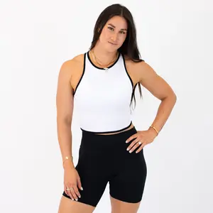 High Neck Racerback Crop Tank - Fitted