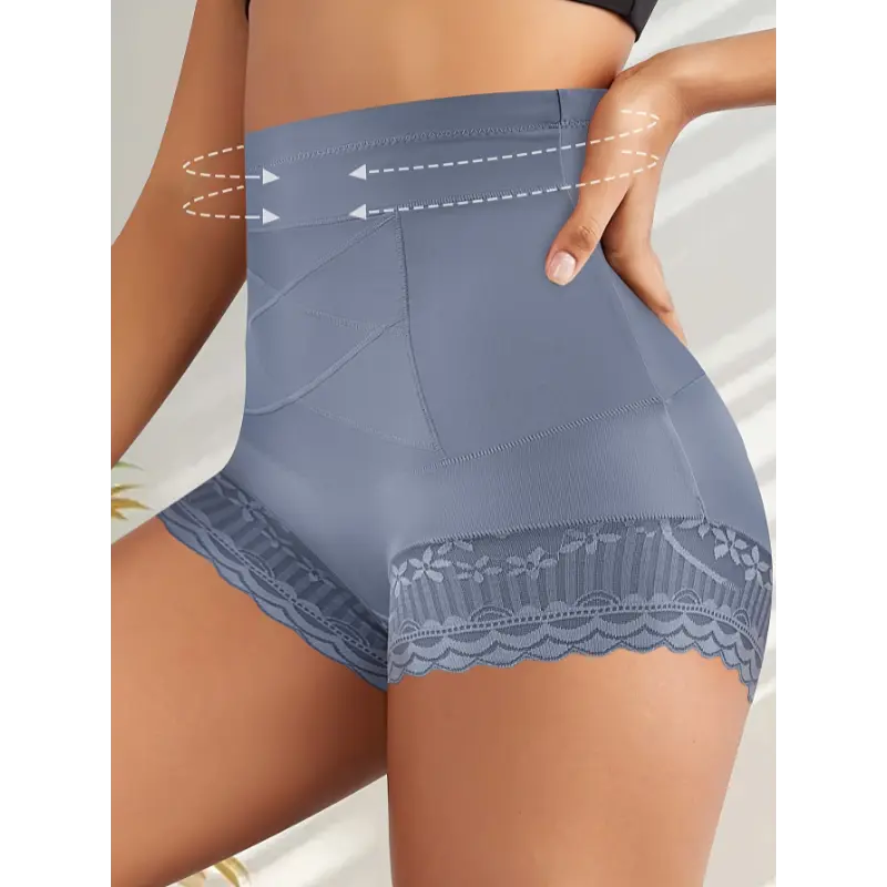 High Waist Belly-closing Body Shaping Underwear, Suitable For Women, Postpartum Belly-closing, Lace Details, Breathable Nylon Blend, Hand-washable, Belly-closing Underwear Shapewear Spandex Womenswear Knitted Leggings Piece Solid Wool Compression Black