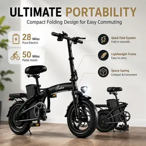 LOOKRUN 2026 New 14-Inch Foldable Seat Electric Mountain Bike - 48V 600W, 10Ah Battery, Dual Hybrid System, 24-40 Mi Range, Adult Off-Road Commuting Ebikes (f12) speed