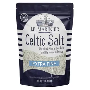 Le Marinier Celtic Salt Extra Fine 1.1lb Unrefined Sea Salt 100% Natural Hand Harvested Light Grey Electrolyte Flavor - Savory