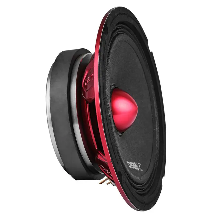 DS18 PRO-X6.4BMSL Slim 6.5" Car Audio Component Speaker - Red Aluminum Bullet, Steel Basket, 400W Peak, 200W RMS, 4 Ohms, 80Hz Deep Bass, High Sensitivity, 5kHz Frequency Range (1 Unit)