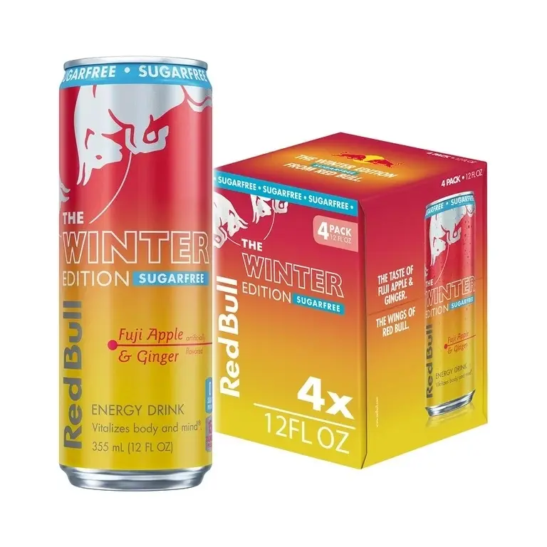 Red Bull Winter Edition Fuji Apple-Ginger Sugar Free 4 Pack 12 Fl Oz Energy Drink