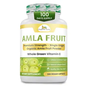 Organic Veda Amla Capsules - 1500mg, 300 Capsules - Natural Vitamin C Supplement with Antioxidants, Polyphenol for Immunity, Skin Glow & Hair Growth - Single Origin Premium Organic Amla Fruit Powder