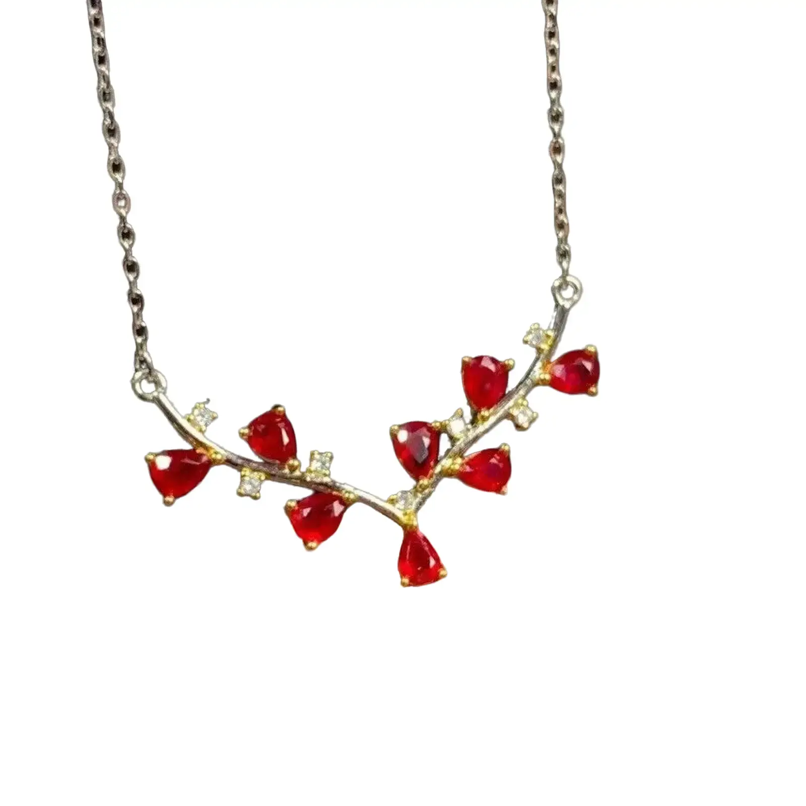Ruby Necklace, Natural Ruby Statement Necklace 925 Sterling Silver, Genuine Ruby
