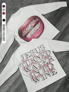 Unisex Graphic Long Sleeve T-Shirt, Casual Fashion Comfortable Simple Design, All Seasons Fitted H-Type Tee