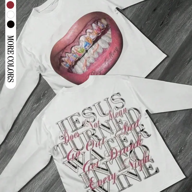 Unisex Graphic Long Sleeve T-Shirt, Casual Streetwear Fashion Aesthetic Comfortable Simple Design, All Seasons Fitted H-Type Tee Tops, Menswear