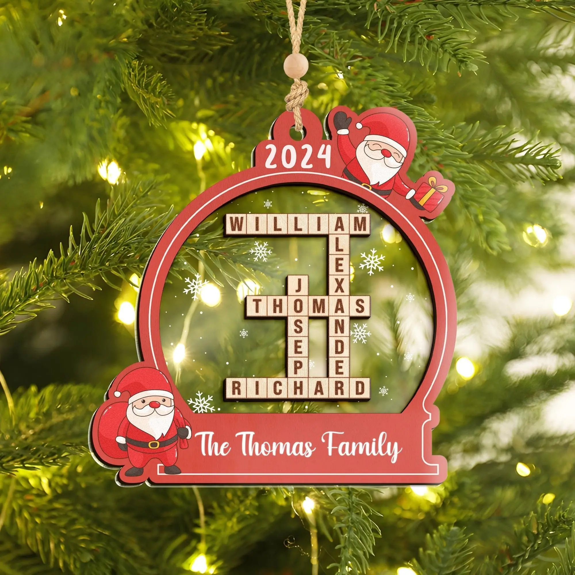 Custom Family Crossword Ornament Hanging Decor, Personalized Family Christmas Ornament  Hanging Decor, Custom Family Names Puzzle Ornament  Hanging Decor, Christmas Gift  Hanging Decor, Holliday Gift