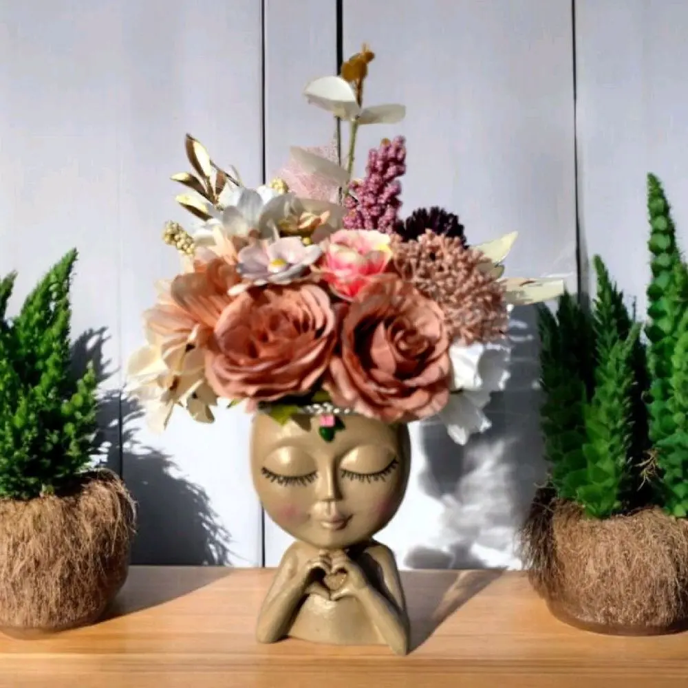 Lady Face Planters Head Planter Indoor Outdoor Succulent Arrangement Housewarming Centerpiece Decorative Pot for Home