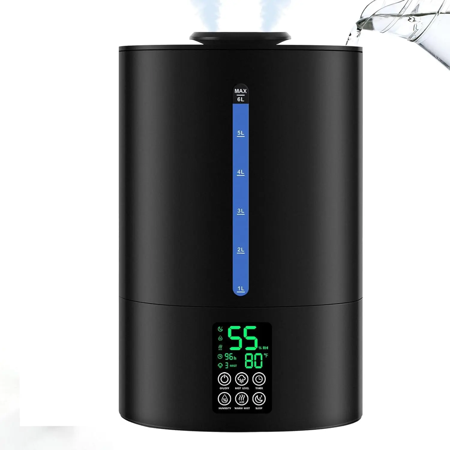6L Humidifier for Bedroom Large Room Cool Warm Mist Top Fill Essential Oil Diffuser Quiet Baby Plants 360 Nozzle Adjustable Steam Air Moisturizer Home Office Ultrasonic