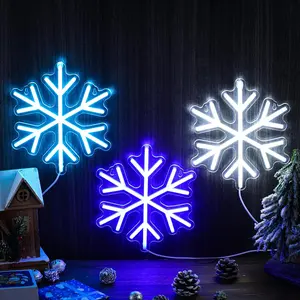 3-Piece Snowflake Neon Light Set Snowflake LED Decor Winter Neon Lights USB Powered Window & Wall Decor Living Room Accent Perfect for Winter Christmas Parties Holiday Bedroom Nights Gift Idea