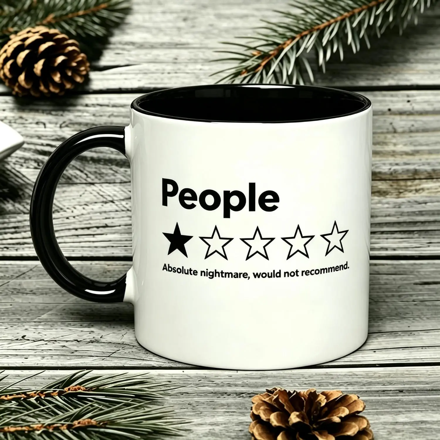 Unisex-Adults Reusable Coffee Cups - Black, Ceramic Cup- Funny Review People One Star: Absolute Would , Suitable for Mens & Womens Outdoor Ceramic Mug