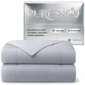 PureSnoo Cooling Comforter, Cooling Blanket for Hot Sleepers, Lightweight Breathable Comforter for All Season, Dual-Sided Design Blanket, Gray
