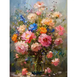 Flower Pattern DIY Diamond Arts Colorful Painting Kit without Frame, DIY 5D Diamond Arts Colorful Painting Kit, Wall Art Decor for Home Living Room