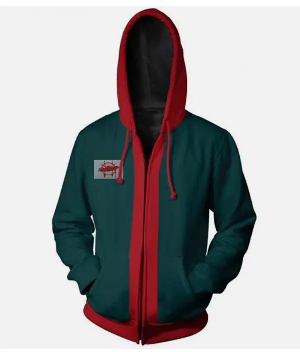 Anime Costume Jacket Adult Men Women Halloween Christmas Coat Sweatshirt Red Black Plaid Hooded Hoodie Top Printed Outfit Zipper Suit for Casual Spring Autumn Winter Stage Carnival