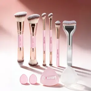 Maange 9-Piece Makeup Brush Set with 6 Brushes & 3 Powder Puffs, Foundation Brush, Blush Brush, Concealer Brush, Highlighter Brush, Makeup Blending Brush, Cosmetic Brushes