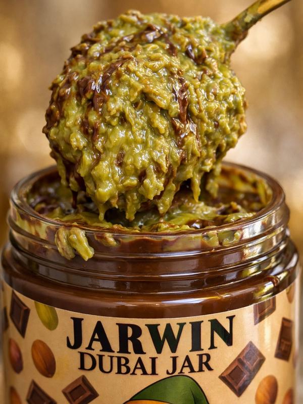 JARWIN Dubai Jar 10oz Premium Pistachio Cream with Kunafa & Chocolate Hazelnut Layers | Handmade Luxury Dessert Jar | Middle Eastern Inspired Gourmet Spread | Perfect Gift, Premium Pistachio Hazelnut Indulgence