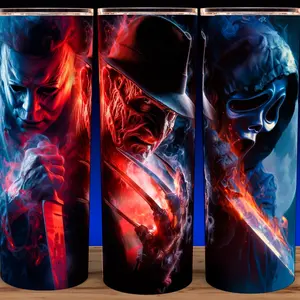 Michael Myers - Freddy Krueger - Ghostface Horror Trio Cup Mug Tumbler Cup 20oz Stainless Steel, Insulated, Durable, Reusable,  Perfect for Scary Movie Fans.