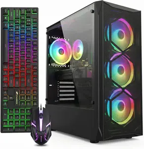 STGAubron Gaming PC Computer Desktop,AMD Ryzen 5 5500 up to 4.2GHz, Radeon RX 580 8G, 16G DDR4, 512G SSD, WiFi 6 5G & BT 5.2, RGB Fan x4, Windows 11 Home