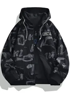 Men's Reversible Jacket Spring/Fall American Style Trendy Casual Hooded Coat