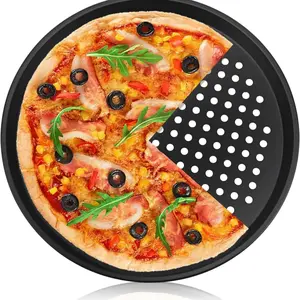 Circular Carbon Steel Pizza Pan, Bakeware Tray, Non-Stick Oven Safe, Ideal for Baking, Perfect for Home Kitchen, Birthday and Festival Gifts