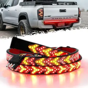 Fishbone Shaped LED Tailgate Light Bar | 60-Inch LED Tailgate Lights, IP67 Waterproof, Red & Amber Bright Turn Signal Running Lamp | LED Strip Lights Bar for Pickup Trailer SUV RV, Universal Car Accessories