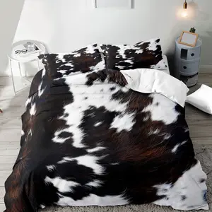 Cow Print Duvet Cover Set, 2/3 Counts/set Including 1 Count Decorative Duvet Cover & 1/2 Counts Pillowcase, Soft Comfortable Bedding Supplies for Home Bedroom