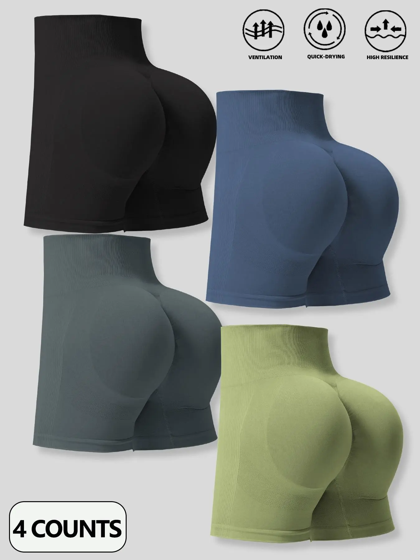 Women's Solid Color Seamless Boyshorts, Breathable Comfortable Skin Friendly High Waist Activewear Shorts, Ladies Bottoms for Indoor Outdoor Wear