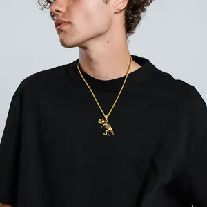 FaithHeart Dinosaur Pendant Animal Jewelry Necklace Punk Necklace with 22" Chain