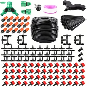 201 Piece Automatic Drip Irrigation System Set, Includes 165 Feet Pipe & 2 Types of Nozzles, Abs Plastic, DIY Lawn/garden Watering Kit, Adjustable Watering System