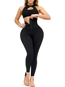 High-waisted hook-and-eye waist cincher pants for women; yoga fitness pants for spring and summer