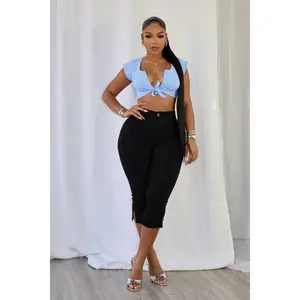Feminine Fit High Waist Capri Pants
