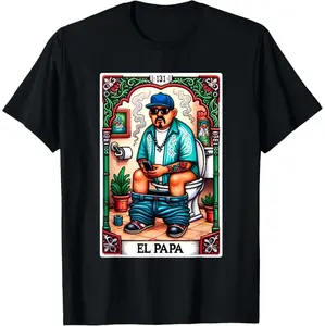 Pure Cotton Tee El Papa Latino Tarot Card Spanish Doing Dad Shit Fathers Day T-Shirt Breathable Clothes Fashion Soft Fabric Menswear,Muppet