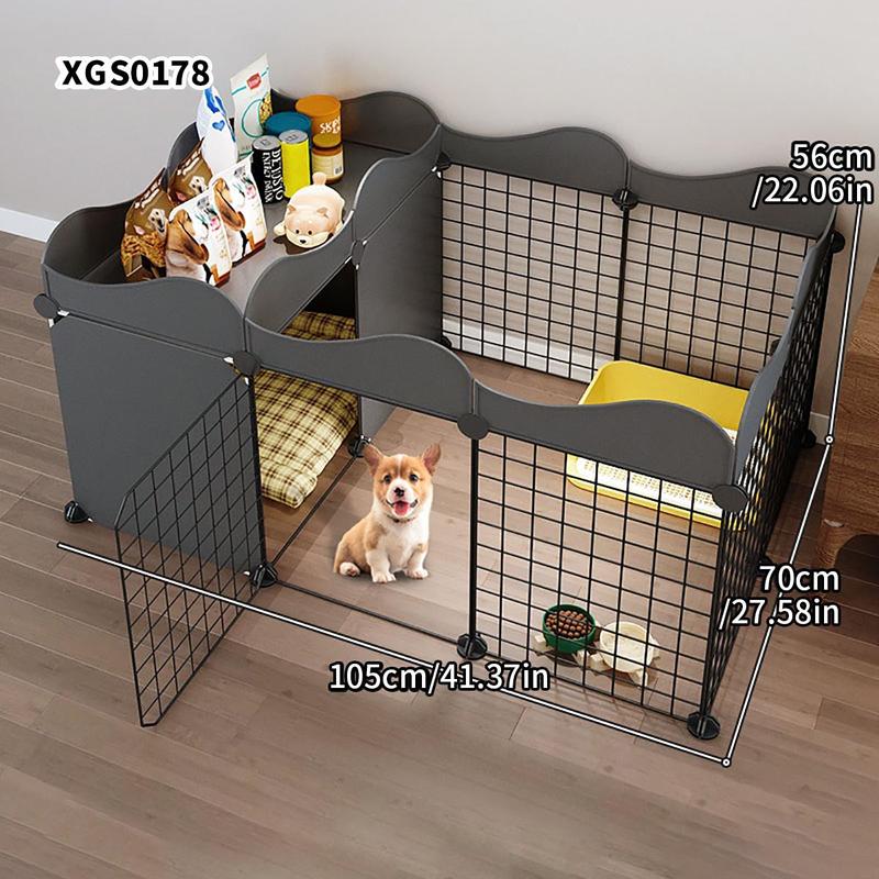 Small Dog Fence Indoor Home Pet Enclosure, Durable Puppy Playpen, One Room One Bath Puppy Cage with Toilet Area, Anti-Escape Dog Kennel