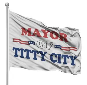 Mayor Of Titty City Flag  Flag 3x5 ft - Perfect Wall Decor for Mancaves, Bars or Bachelor Pads Great Gift Outdoors Pack Ornaments wishing banner funny