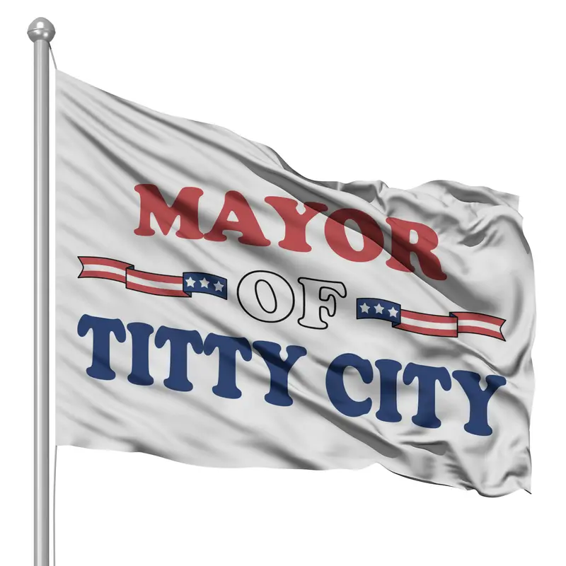 Mayor Of Titty City Flag  Flag 3x5 ft - Perfect Wall Decor for Mancaves, Bars or Bachelor Pads Great Gift Outdoors Pack Ornaments wishing banner funny