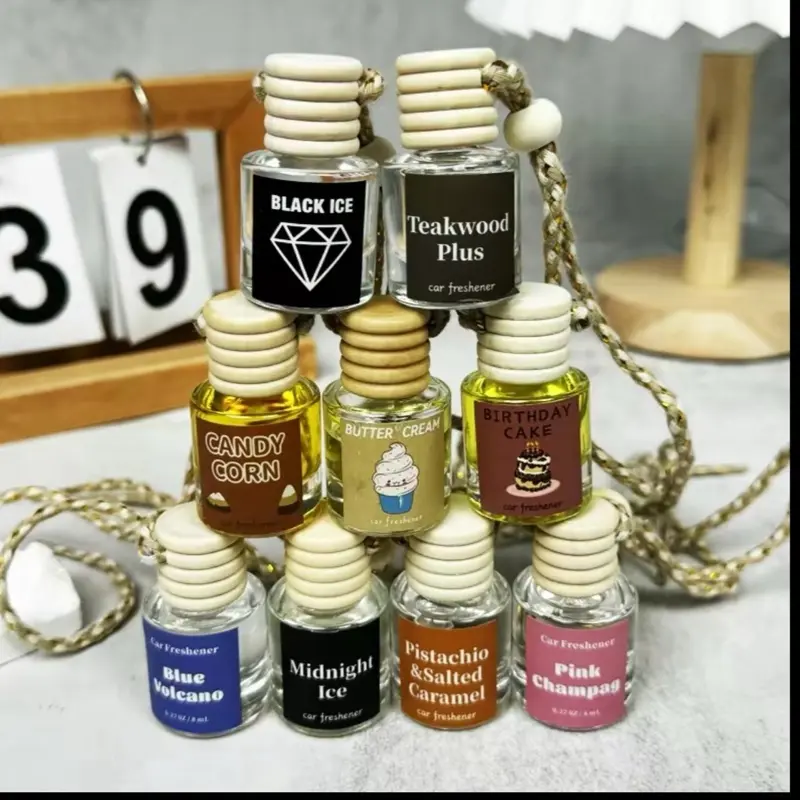 Premium Scented Car Air Freshener - Long Lasting Car Diffuser - Last 60+ Days - Safe Non-Toxic - Stylish Compact Design - Versatile & Convenient - Black Ice & Teakwood Plus Scents