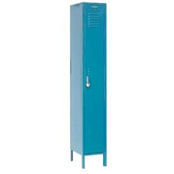 Global Industrial 652070BL Chrome Steel Single-Tier Paramount Locker, 12x18x72 in, 1 Door, 3-Point Positive Locking System, Indoor, Assembly Required, Blue