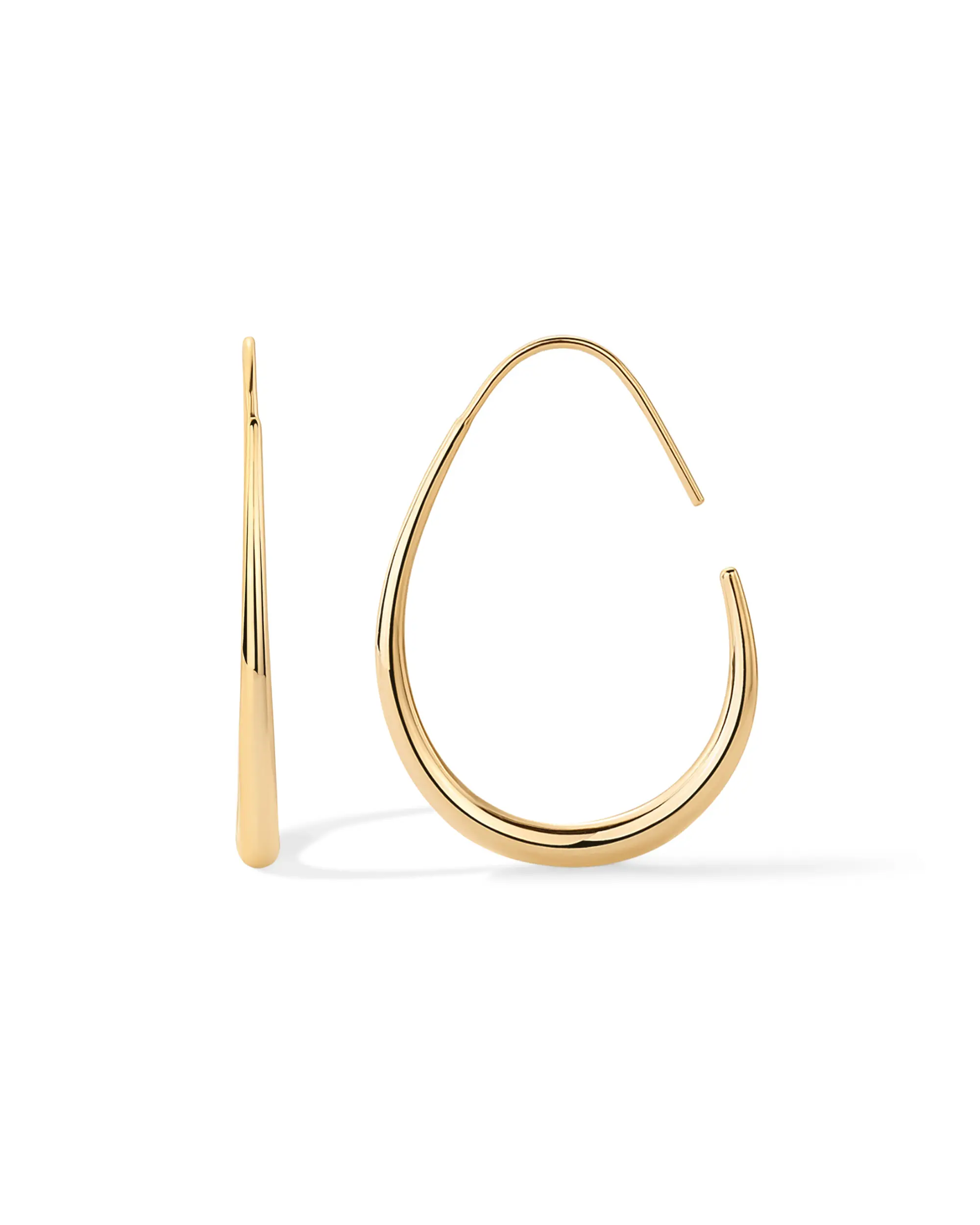 PAVOI 14K Gold Plated 925 Sterling Silver Post Lightweight Teardrop Hoop Earrings for Women - Oval Pull-Through Statement Earrings PAVOI 14K Gold Plated 925 Sterling Silver Post Lightweight Teardrop Hoop Earrings for Women - Oval Pull-Through Statement Earrings
