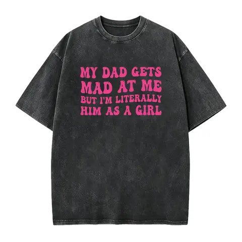 Women's Cotton Short-Sleeve T-Shirt - Smooth, Seamless Graphics, Funny Dad Saying, Father-Daughter Gift for Daughters